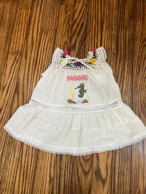 Adorable Bahamas Seahorse Embroidered Infant Sundress sze 12 mo